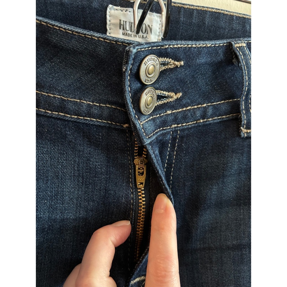 Hudson Signature Midrise Bootcut Jeans Lux Dark Wash 31 Flap Pocket WM170DMS - Picture 2 of 7